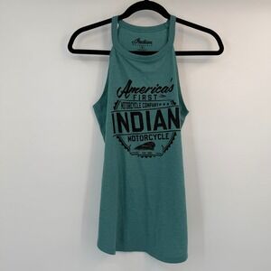 Indian Motorcycle Womens Teal Sturgis Graphic Halter Tank Top Medium Biker Moto